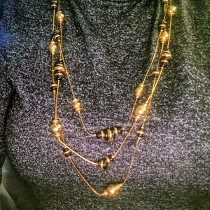 Chic Gold and Black Beaded Necklace